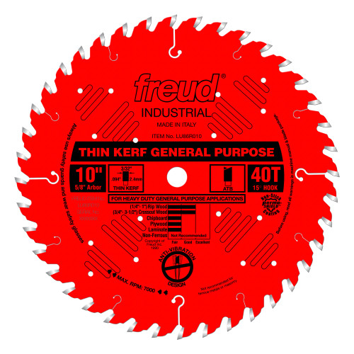 Freud FRE-LU86R010 10in X 40T Thin Kerf General Purpose Saw Blade