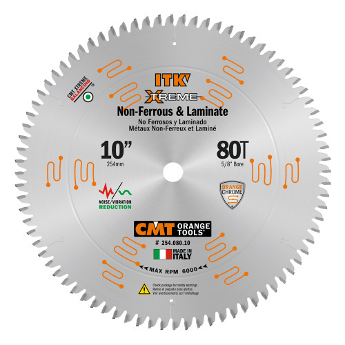 CMT Orange Tools CMT-25408010 10" x 80T Non-Ferrous / Laminate Blade