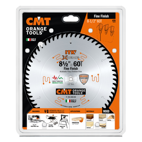 CMT Orange Tools CMT-25306008 8-1/2in x 60T Fine Finish Wood Blade