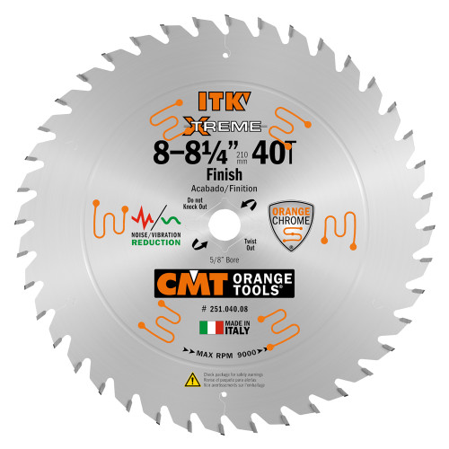 CMT Orange Tools CMT-25104008 8-1/4" x 40T Fine Finish Wood Blade