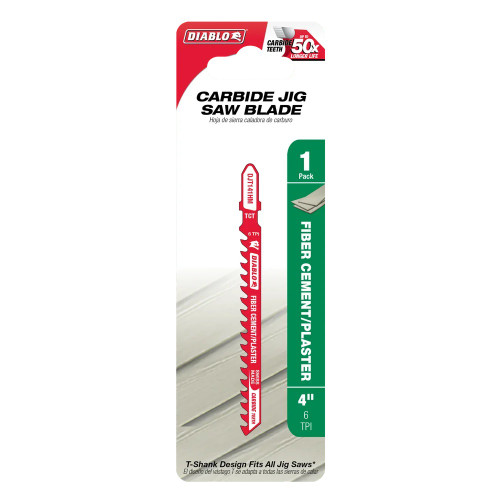 Diablo FRE-DJT141HM 4in X 6 TPI TCT T-Shank Fiber Cement / Plaster Jigsaw Blade
