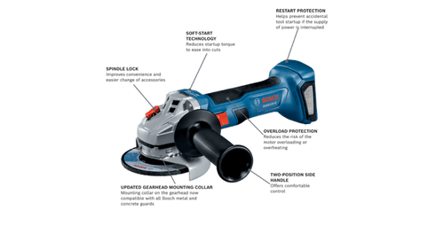 Bosch BOS-GWS18V-8N 18V Brushless 4-1/2 In. Angle Grinder with Slide Switch (Bare Tool)