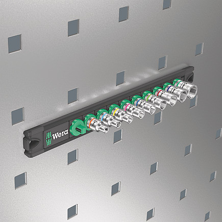 Wera Tools WERA-05005420001 1/4in Drive Magnetic Socket Rail A Imperial 1 Zyklop 9pc Set