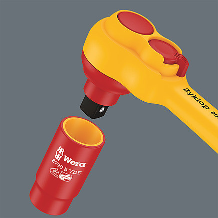 Wera Tools WERA-05004970001 8100 SB VDE 1 Zyklop Ratchet Set Insulated Switch Lever 3/8in Drive Metric (17pc)