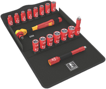 Wera Tools WERA-05004970001 8100 SB VDE 1 Zyklop Ratchet Set Insulated Switch Lever 3/8in Drive Metric (17pc)
