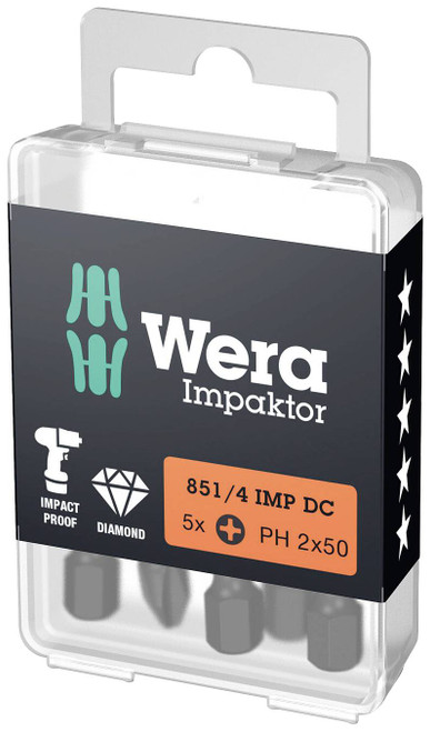 Wera Tools WERA-05057656001 851/4 IMP DC PH 2 X 50mm Bits Impact (5pc)