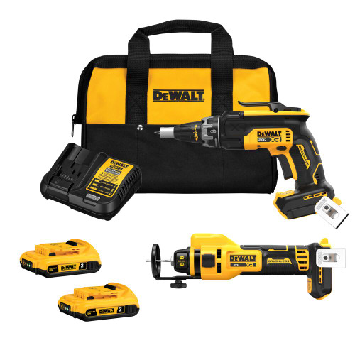 DEWALT DEW-DCK265D2 20V MAX XR Brushless 2-Tool Drywall Screwgun & Cut-Out Tool 2x 2.0Ah Combo Kit