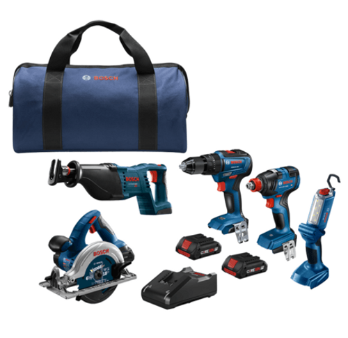 Bosch BOS-GXL18V-501B25 5 Piece 18V Combo Kit 2x 4.0Ah