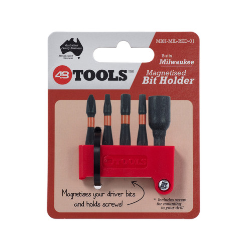 48 TOOLS MBH-MIL-RED-01 Milwaukee 18V Magnetic Bit Holder - Red