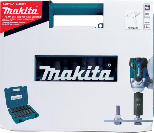 Makita MAK-A-96372 14 pc 1/2in Drive Deep Well SAE Impact Socket Set