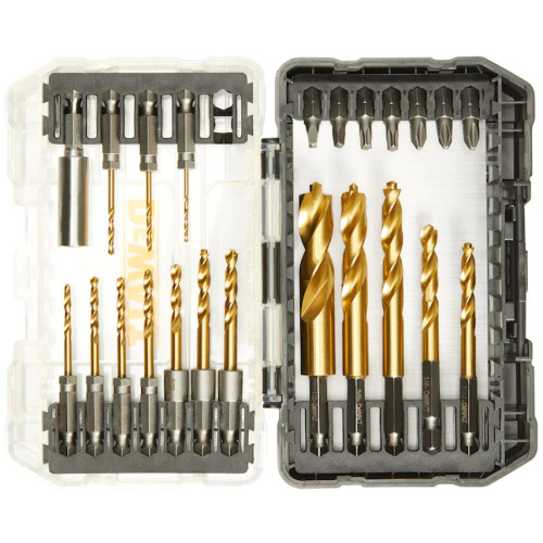 DEWALT DEW-DD5165 23pc Assorted Titanium Nitride Coated HSS Twist Drill Bit Set