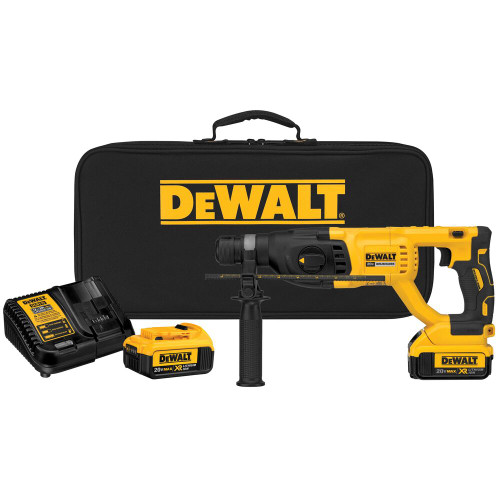 DEWALT DEW-DCH133M2  20V MAX XR Brushless 1in. SDS Plus D-Handle Rotary Hammer Kit with 2x 4.0Ah Batteries