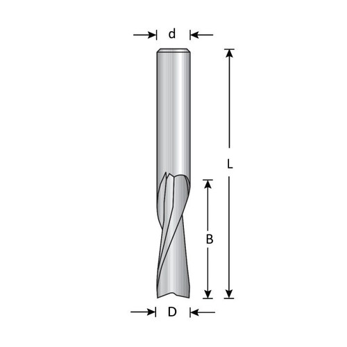 Dimar DIM-SC610B 3/8in Dia 1-1/4in Upcut  3/8in Shank  Solid Carbide, O Flute Spiral Bit for Man Made Material