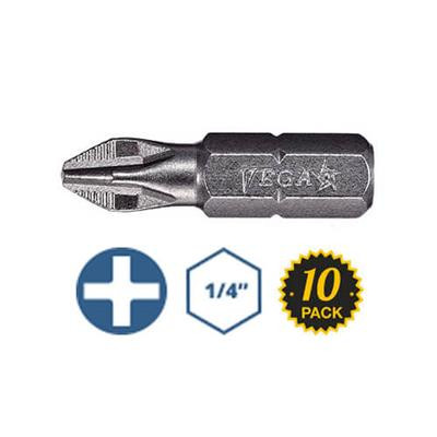 Vega Industries VEGA-125P2RCR-10 1in Phillips Drive ACR Reduced Head Insert Bit (10pk)