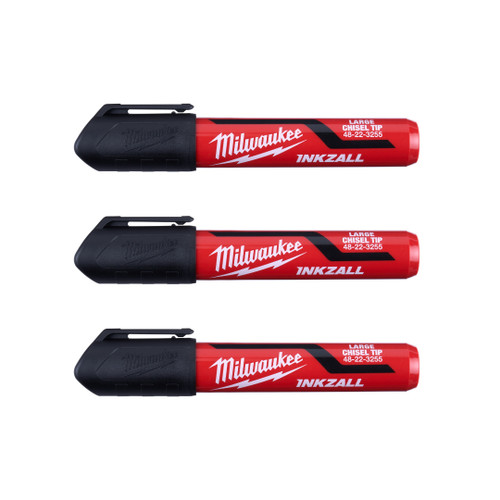 Milwaukee MIL-48-22-3250 INKZALL 3PC Large Chisel Tip Black Marker