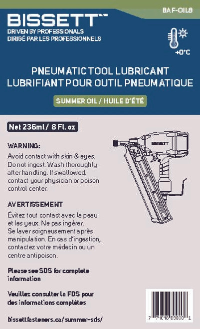 Bissett BIS-BAF-OIL8 8oz Pneumatic Tool Lubricant Summer Oil