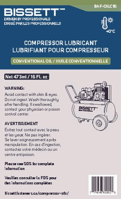 Bissett BIS-BAF-OILC16 16oz - 30W Compressor Oil