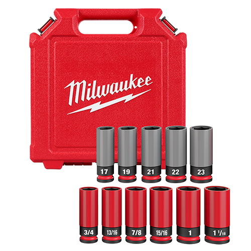 Milwaukee MIL-49-66-7833 SHOCKWAVE Impact Duty 1/2in Drive SAE and Metric 11pc Lug Nut Wheel Socket Set