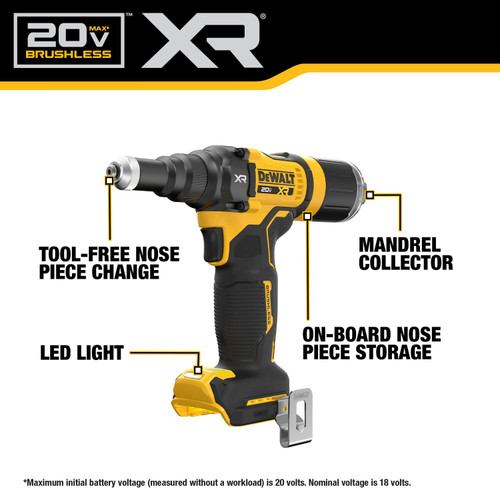 DEWALT DEW-DCF403B 20V MAX XR Brushless 3/16in Rivet Tool (Bare Tool)