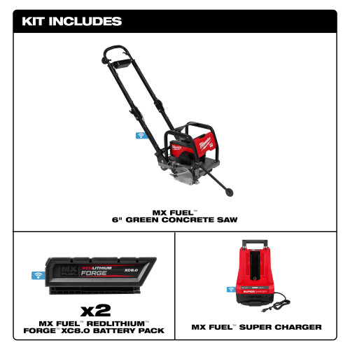 Milwaukee MIL-MXF316-2XC MX FUEL 6in Green Concrete Saw with XC8.0 Kit