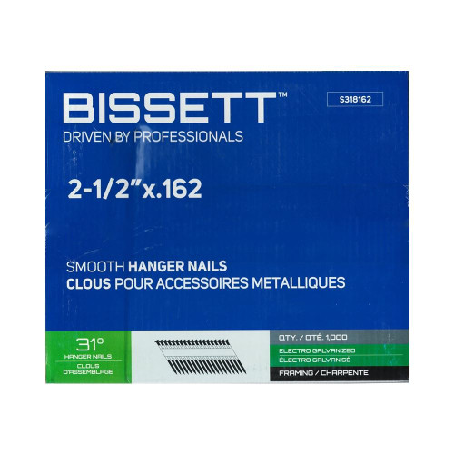 Bissett BIS-S318162 2-1/2in X .162 34 DEG Hanger Nail 1M