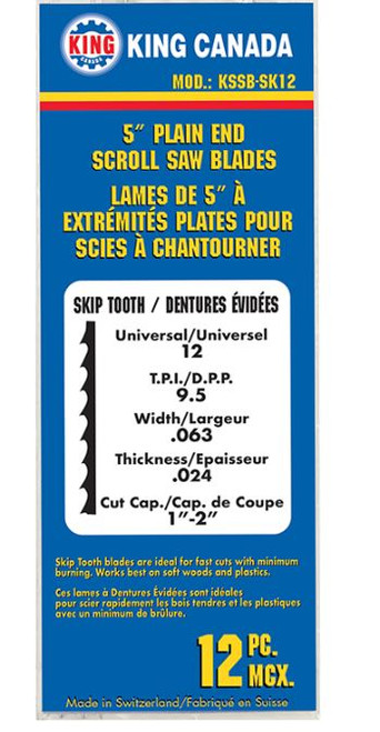 King Canada KING-KSSB-SK12 Scroll Saw Blades 9.5 TPI 12PK