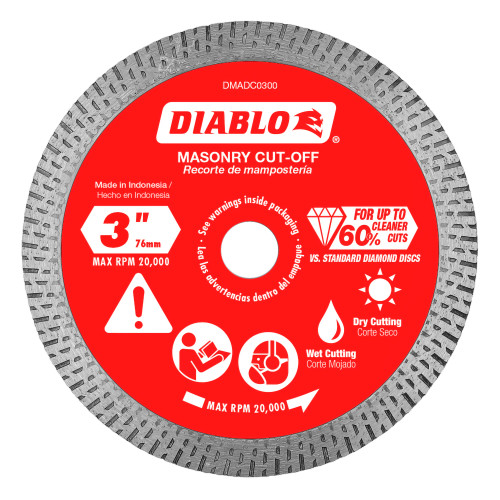 Freud Freud FRE-DMADC0300 Diablo 3in Diamond Continuous Rim Cut-Off Discs for Masonry