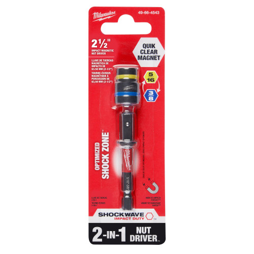 Milwaukee MIL-49-66-4543 SHOCKWAVE Impact Duty QUIK-CLEAR 2-in-1 Magnetic Nut Drivers 5/16 - 3/8in