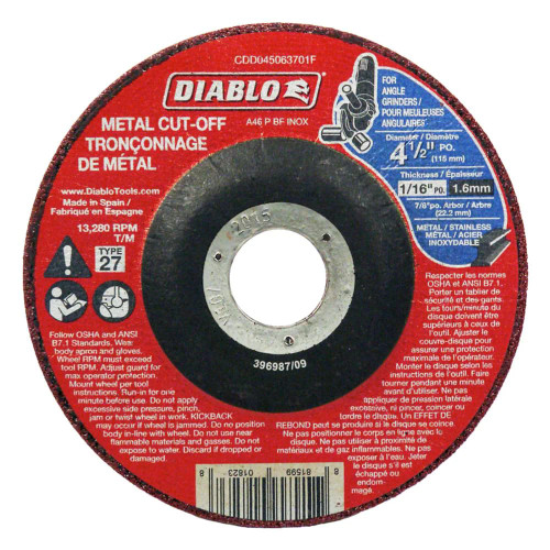 Freud FRE-CDD0450637 Diablo Type 27 Cut Off Grinder Wheel/Disc for Metal Cutting