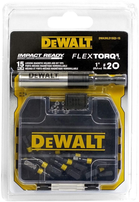 DEWALT DEW-DWA3HLD1SQ2-15 1-in SQ2 Square HSS Tic-Tac Screw Bits for Wood, 15Pk