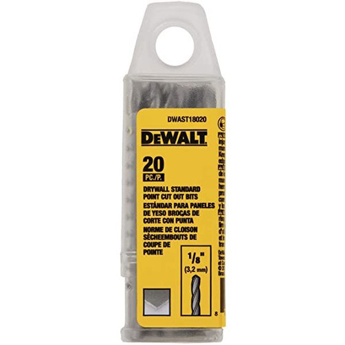 DEWALT DEW-DWAST18020 1/8in Bit 20pc Drywall Standard Point  Cut-out Bit