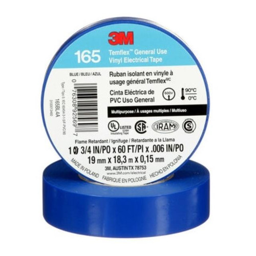 3M 3M-T165BL4A Temflex General Use Vinyl Electrical Tape 165 singles (Blue)