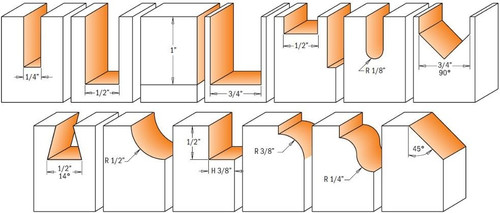 CMT CMT-80050511 13pc 1/2in Shank Router Bit Set