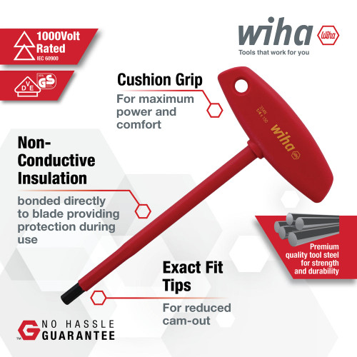 Wiha Tools WIHA-33478 5 Piece Insulated T-Handle Hex Screwdriver Set - Metric