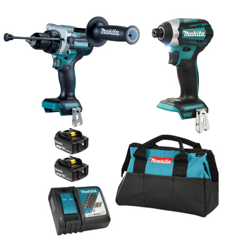 Makita MAK-DLX2412TX1 18V LXT 1/4in Cordless Impact Driver and 1/2in Hammer Drill/Driver 2x 5.0Ah Kit