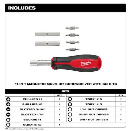 Milwaukee MIL-48-22-2914 11-in-1 Magnetic Multi-Bit Screwdriver