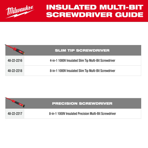 Milwaukee MIL-48-22-2218 8-in-1 1000V Insulated Slim Tip Multi-Bit Screwdriver