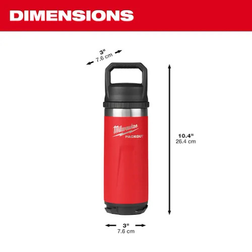 Milwaukee MIL-48-22-8382R PACKOUT 18oz Insulated Bottle with Chug Lid - Red