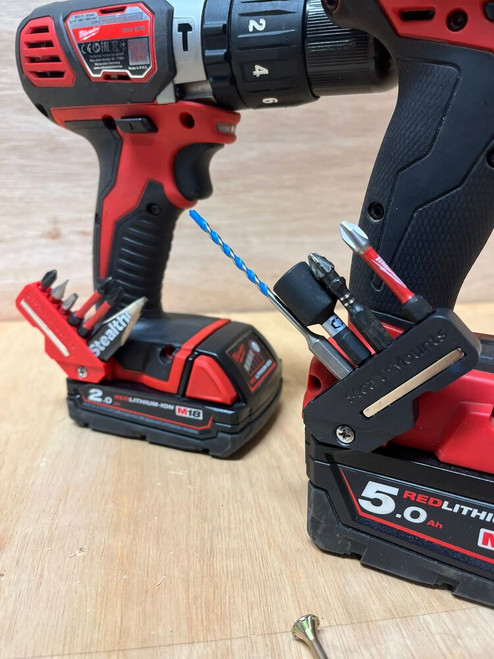 StealthMounts SM-BH-M18-45-RED 45 Degree Magnetic Bit Holder for Milwaukee M18 Tools 2pk