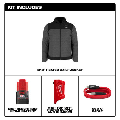 Milwaukee MIL-M102G-KITGRYXX M12 Heated Axis Jacket Kit Gray