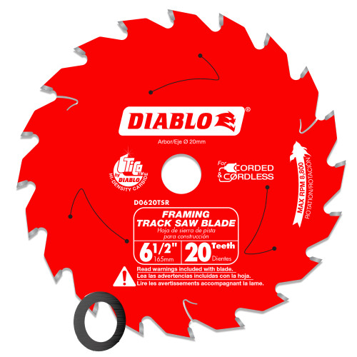 Freud FRE-D0620TSR Diablo 6-1/2In 20-Teeth Track Saw Blade for Framing