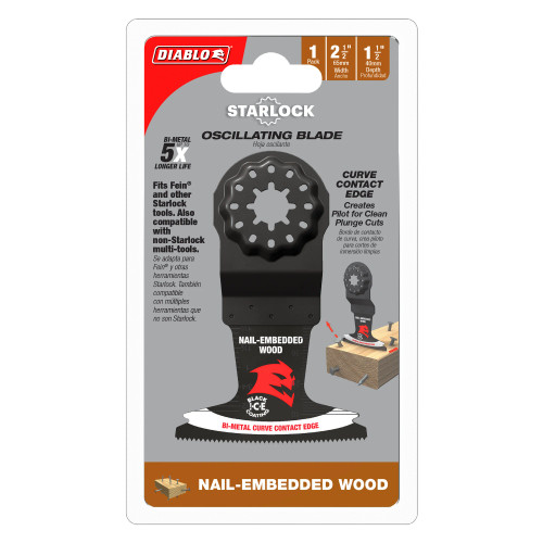 Diablo FRE-DOS250BW10 2-1/2In Demo Demon Starlock Bi-Metal Oscillating Blades for Nail-Embedded Wood 10Pk