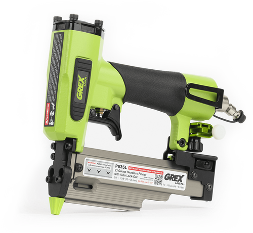 GREX Tools GREX-P635L 23ga 3/8in to 1-3/8in Headless Pinner with Auto Lock-Out and Edge Guide