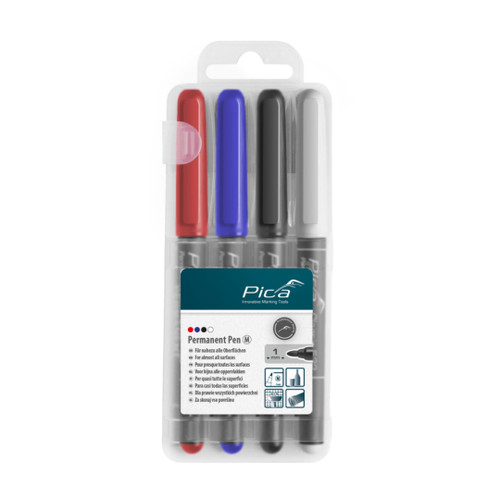 Pica-Marker PICA-534/04 Permanent Marker 1mm Round Tip 4 Pack Assortment