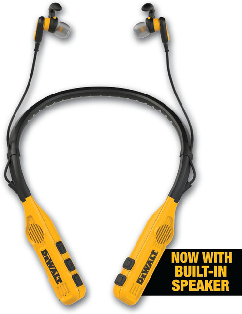 DEWALT DEW-DXMA1902093 2-in-1 Neckband Bluetooth Headphones w/Built-in Speakers
