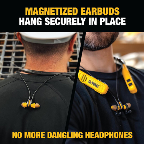 DEWALT DEW-DXMA1902093 2-in-1 Neckband Bluetooth Headphones w/Built-in Speakers