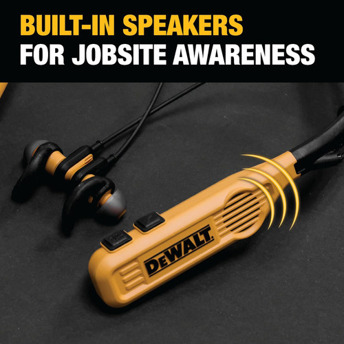 DEWALT DEW-DXMA1902093 2-in-1 Neckband Bluetooth Headphones w/Built-in Speakers