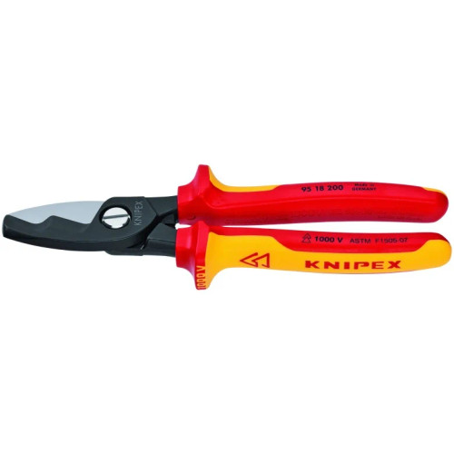 Knipex KNIP-9518200SBA 8in Cable Shears-Twin Cutting Edges-1000V Insulated