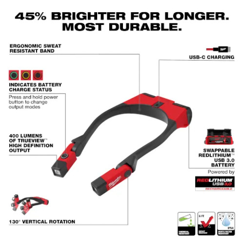 Milwaukee MIL-2117-21 Redlithium USB 400l Neck Light
