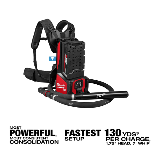 Milwaukee MIL-MXF372-2XCB MX Fuel Backpack High Cycle Concrete Vibrator Kit With 7ft Whip And 1.75in Head